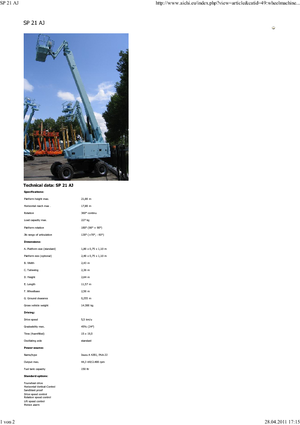 Telescoophoogwerkers op wielen Aichi SP21AJ