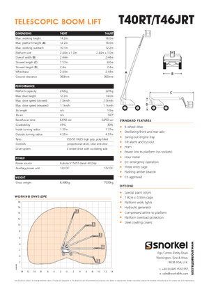 Telescoophoogwerkers op wielen Snorkel T40RT