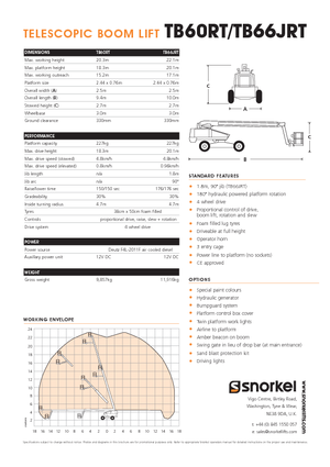 Telescoophoogwerkers op wielen Snorkel T60RT