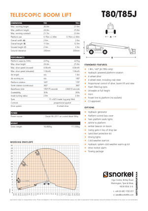 Telescoophoogwerkers op wielen Snorkel TB85J