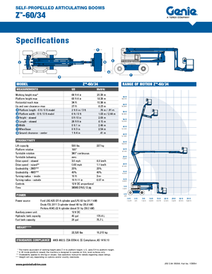 Knikarmhoogwerkers op wielen Genie Z-60/34