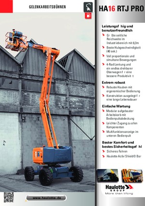 Knikarmhoogwerkers op wielen Haulotte HA16 RTJ PRO