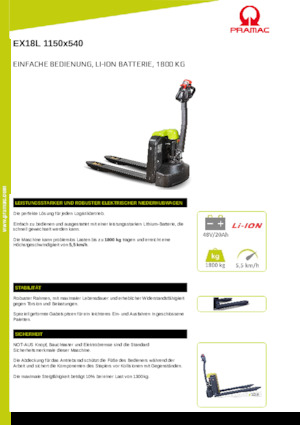 Meelooppallettruck PRAMAC Lifter EX 18 L