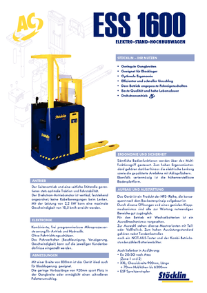 Pallet Stackers Sta op Rider Platform Stöcklin ESS 1600