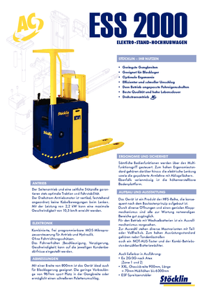 Pallet Stackers Sta op Rider Platform Stöcklin ESS 2000