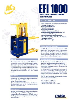 Pallet stapelaars zittende bestuurder Stöcklin EFI 1600