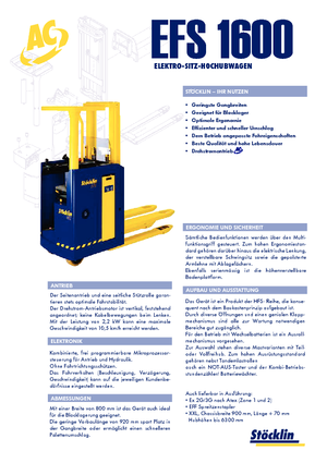 Pallet stapelaars zittende bestuurder Stöcklin EFS 1600