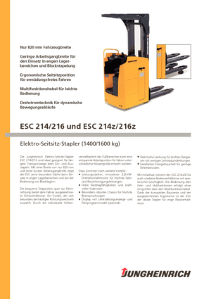 Pallet stapelaars zittende bestuurder Jungheinrich ESC 214