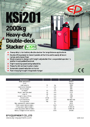 Pallet Stackers Sta op Rider Platform EP KSi201