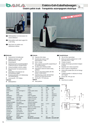 Pallet Trucks Staande Bestuurder Platform Baka EGU 2013 MP