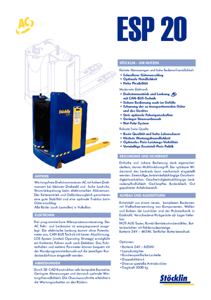 Pallet Trucks Staande Bestuurder Platform Stöcklin ESP 20