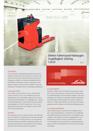 Pallet Trucks Staande Bestuurder Platform Linde T 20 SF