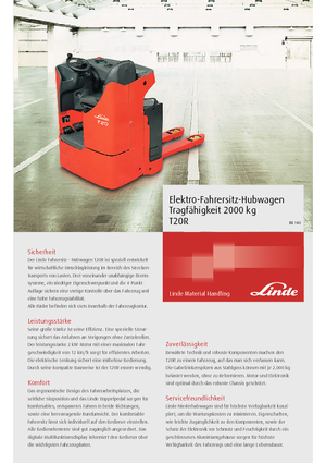 Pallettrucks Zittende Bestuurder Linde T20R