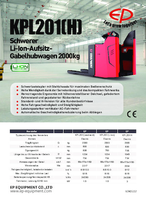 Pallet Trucks Staande Bestuurder Platform EP KPL201