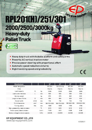 Pallet Trucks Staande Bestuurder Platform EP RPL201H