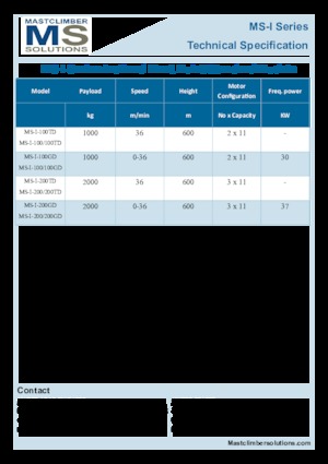 Industriele takel Mastclimber Solutions MS-I-100/100GD