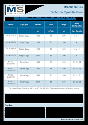 Industriele takel Mastclimber Solutions MS-SC-100TD