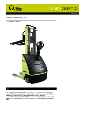 Walkie stapelaars PRAMAC Lifter GX 10/16