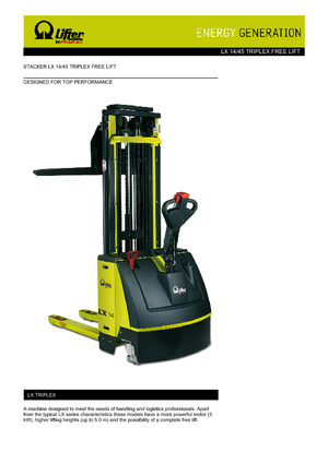 Walkie stapelaars PRAMAC Lifter LX 14/45 Triplex-Free Lift