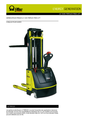 Walkie stapelaars PRAMAC Lifter LX 14/45 Triplex-Free Lift