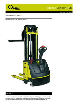 Walkie stapelaars PRAMAC Lifter LX 14/45 Triplex