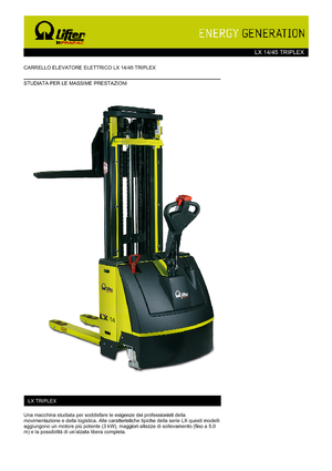 Walkie stapelaars PRAMAC Lifter LX 14/45 Triplex