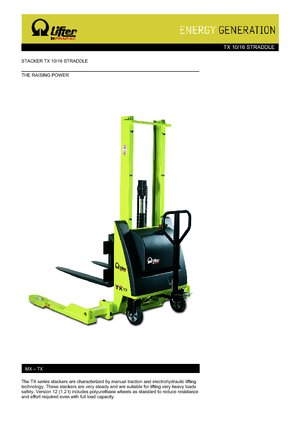 Walkie stapelaars PRAMAC Lifter TX 10/16 Straddle