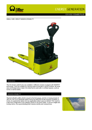 Meelooppallettruck PRAMAC Lifter CX 14 Plus