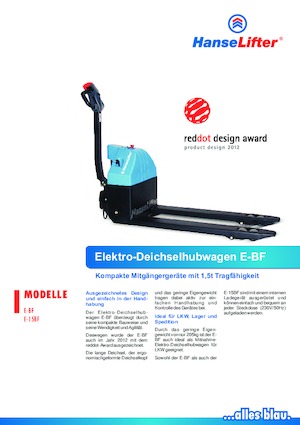 Meelooppallettruck HanseLifter E-15BF
