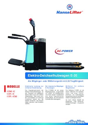 Meelooppallettruck HanseLifter E-20MG-AC