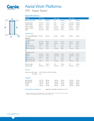 Enkele mast verticale hoogwerkers Genie DPL 25 S