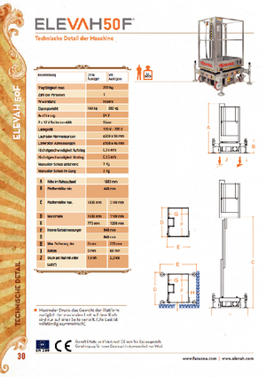 Enkele mast verticale hoogwerkers Faraone Elevah 50 F