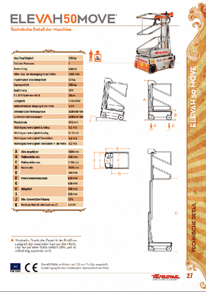 Enkele mast verticale hoogwerkers Faraone Elevah 50 Move