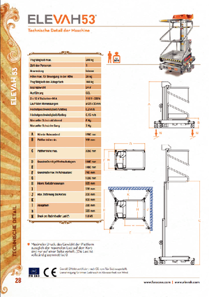 Enkele mast verticale hoogwerkers Faraone Elevah 53