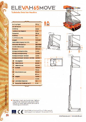 Enkele mast verticale hoogwerkers Faraone Elevah 65 Move