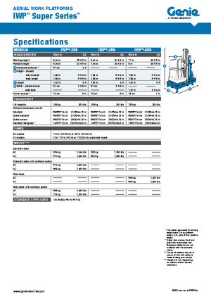 Enkele mast verticale hoogwerkers Genie IWP 25 S