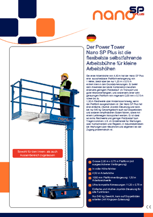 Enkele mast verticale hoogwerkers Power Towers Nano Sp Plus