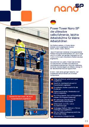 Enkele mast verticale hoogwerkers Power Towers Nano Sp