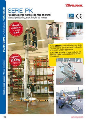 Enkele mast verticale hoogwerkers Faraone PK 14000 E