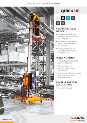 Enkele mast verticale hoogwerkers Haulotte QuickUp 7