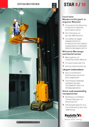 Enkele mast verticale hoogwerkers Haulotte Star 10