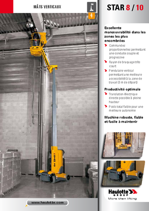 Enkele mast verticale hoogwerkers Haulotte Star 10