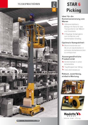 Enkele mast verticale hoogwerkers Haulotte Star 6 Picking
