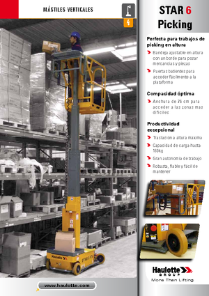 Enkele mast verticale hoogwerkers Haulotte Star 6 Picking