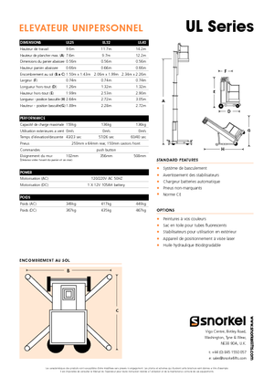 Enkele mast verticale hoogwerkers Snorkel UL32AC