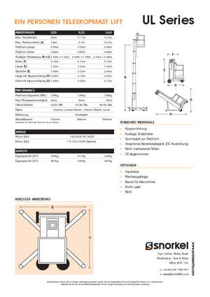 Enkele mast verticale hoogwerkers Snorkel UL32AC