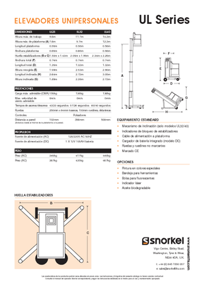 Enkele mast verticale hoogwerkers Snorkel UL32AC