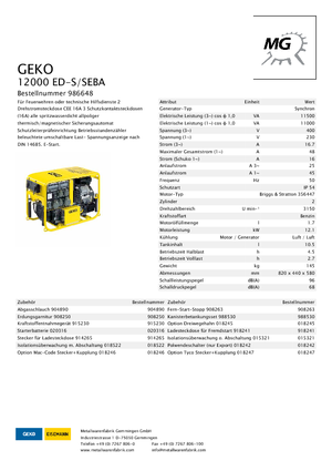 Benzine Generatoren Geko ® 12000 ED-S/SEBA