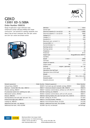 Benzine Generatoren Geko ® 13001 ED-S/SEBA