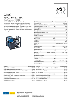 Benzine Generatoren Geko ® 13002 ED-S/SEBA